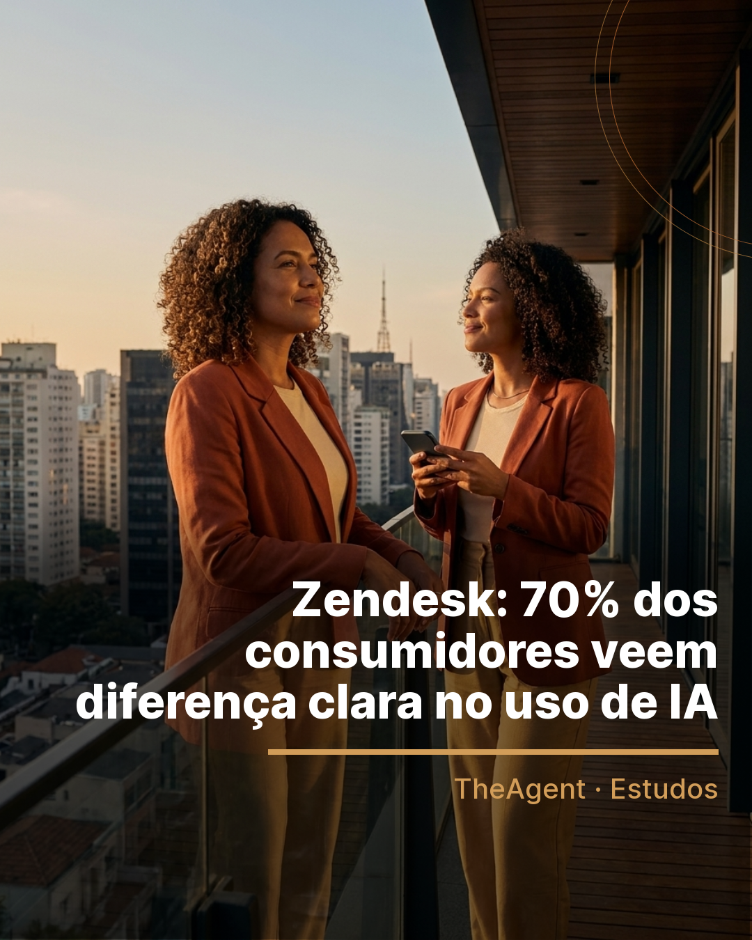 Arte do estudo de Zendesk com o destaque: 70% dos consumidores veem diferença clara no uso de IA