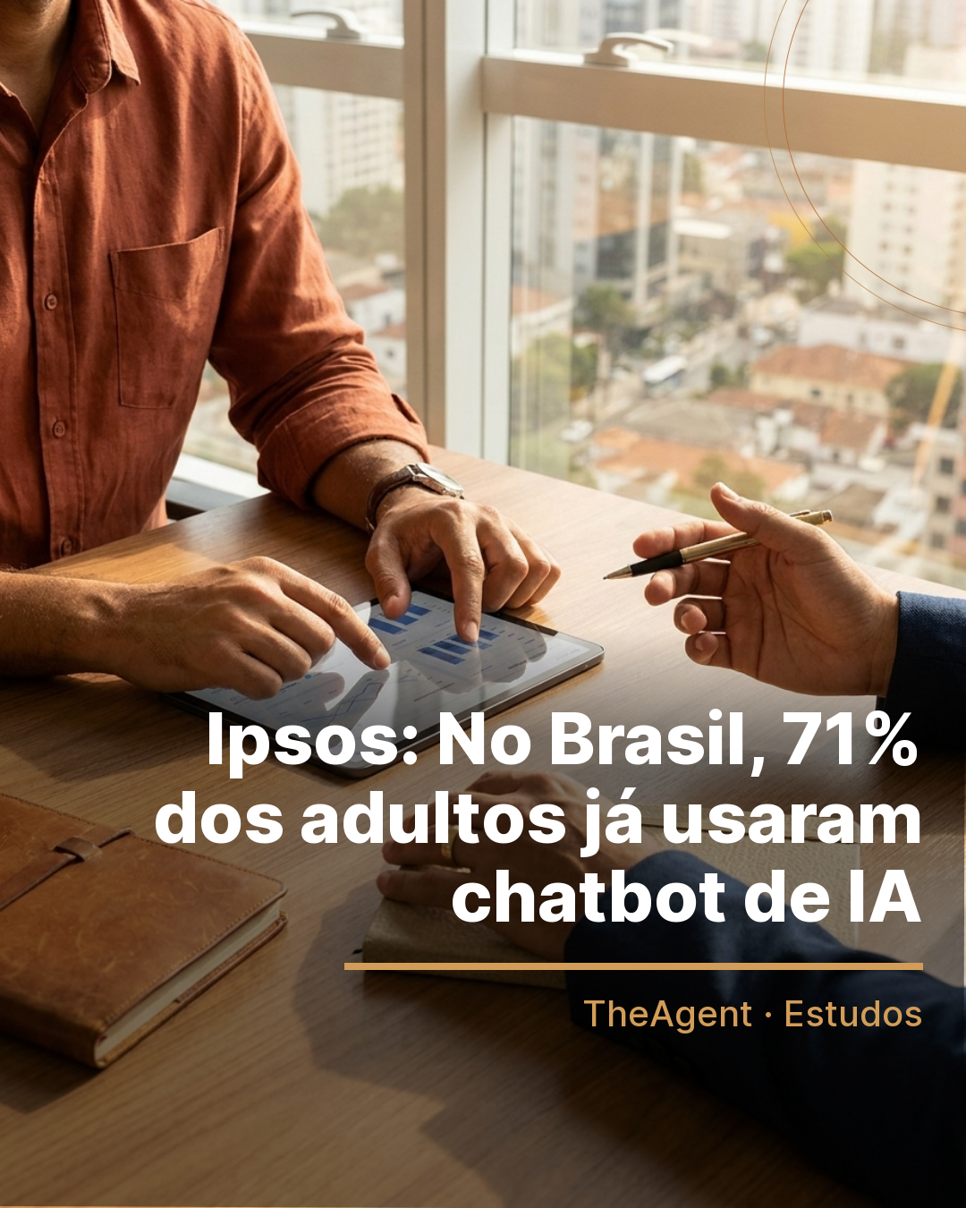 Arte do estudo de Ipsos com o destaque: No Brasil, 71% dos adultos já usaram chatbot de IA