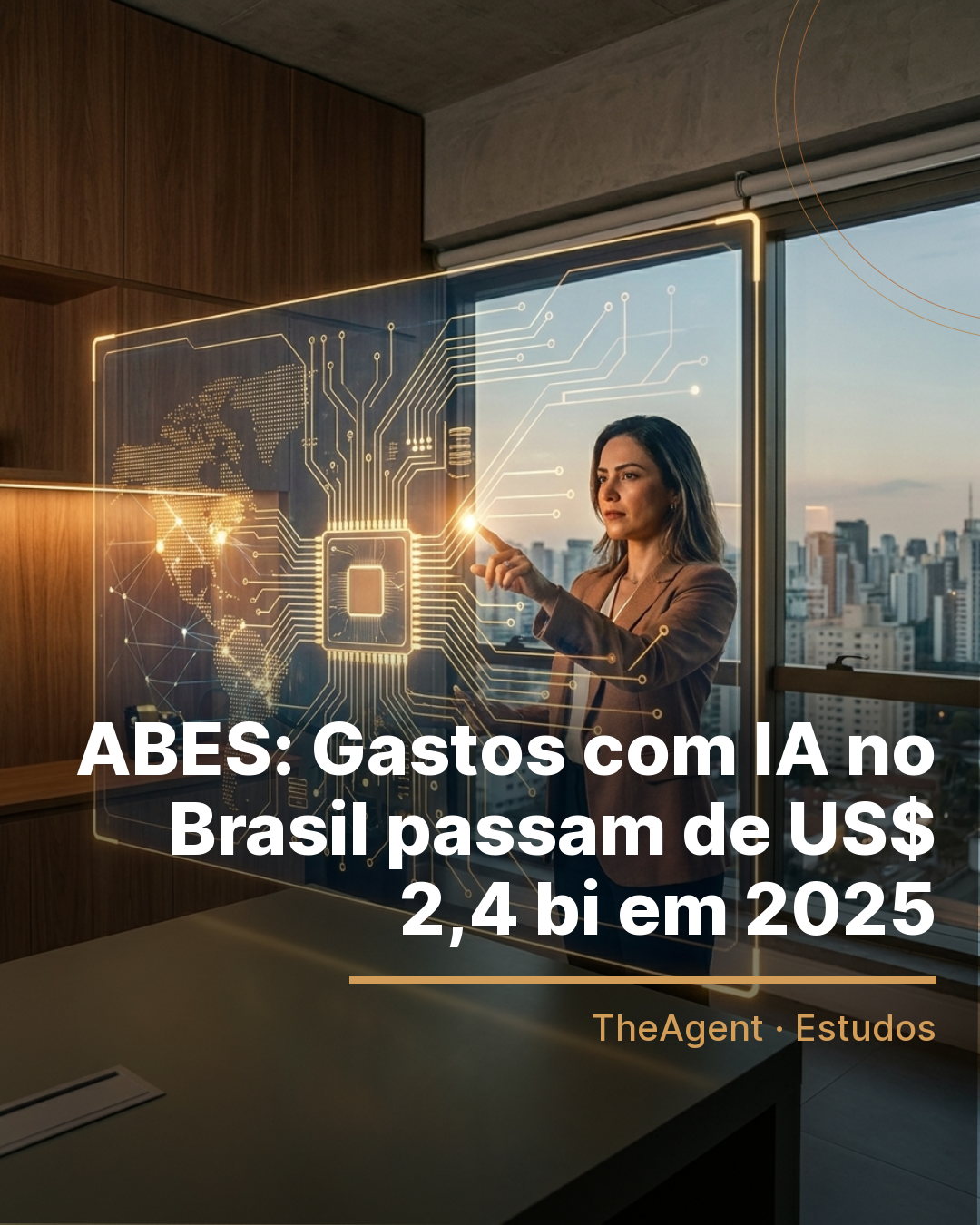 Arte do estudo de ABES com o destaque: Gastos com IA no Brasil passam de US$ 2,4 bi em 2025