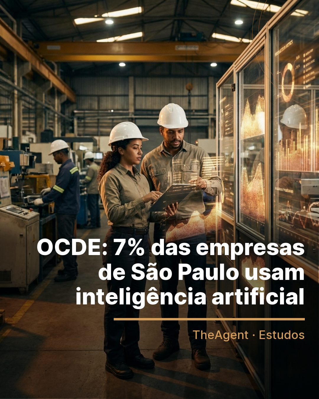 Arte do estudo de OCDE com o destaque: 7% das empresas de São Paulo usam inteligência artificial