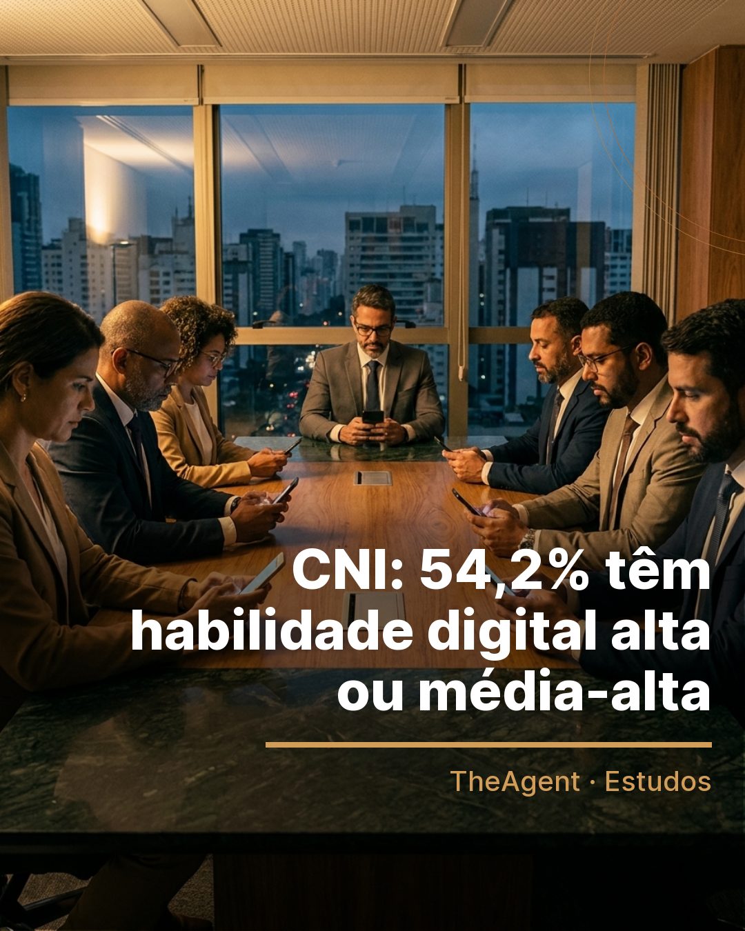 Arte do estudo de CNI com o destaque: 54,2% têm habilidade digital alta ou média-alta