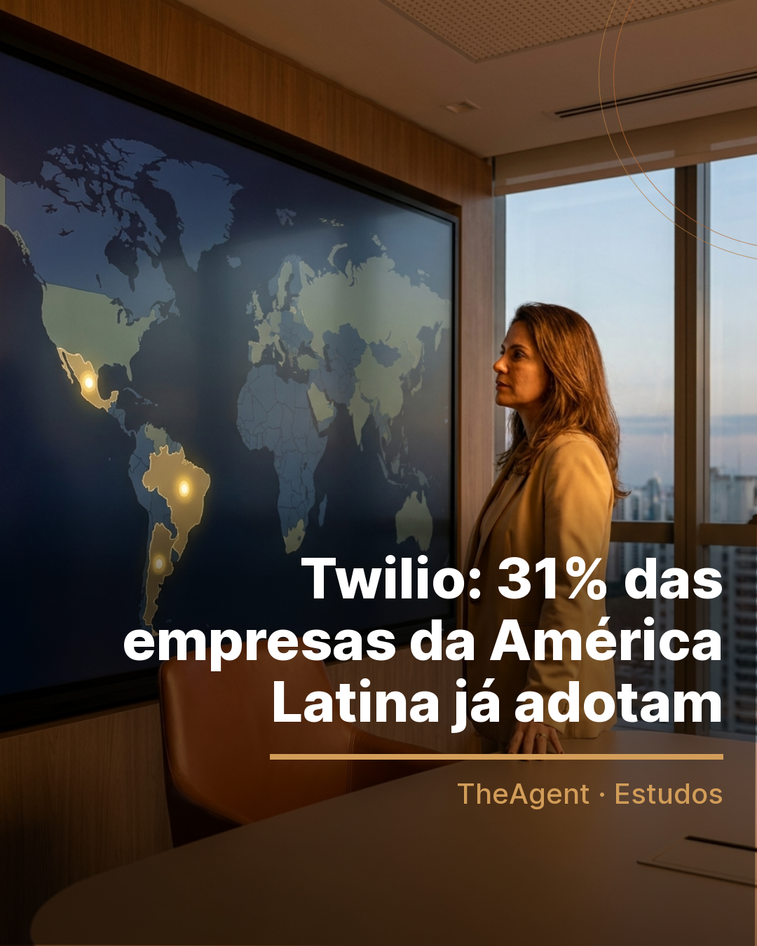 Arte do estudo de Twilio com o destaque: 31% das empresas da América Latina já adotam
