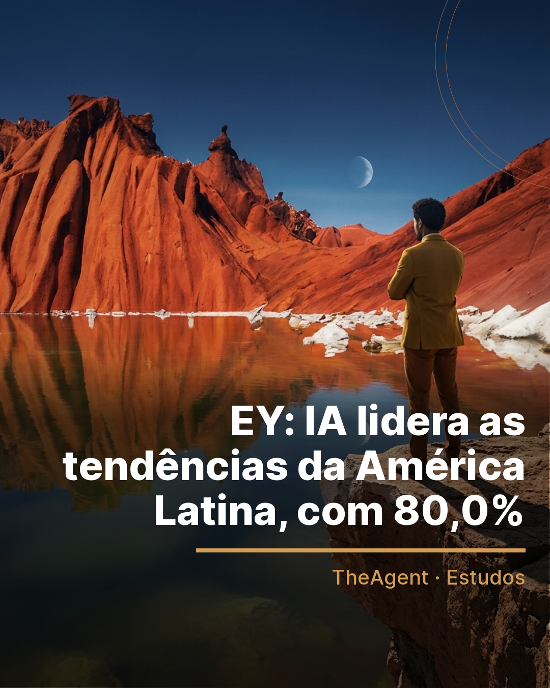 Arte do estudo de EY com o destaque: IA lidera as tendências da América Latina, com 80,0%
