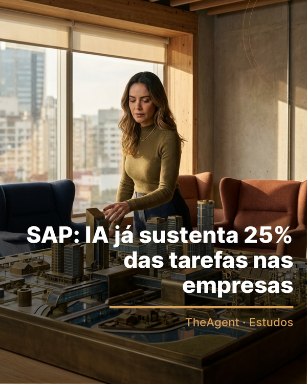 Arte do estudo de SAP com o destaque: IA já sustenta 25% das tarefas nas empresas