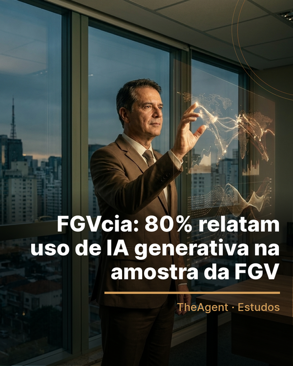 Arte do estudo de FGVcia com o destaque: 80% relatam uso de IA generativa na amostra da FGV