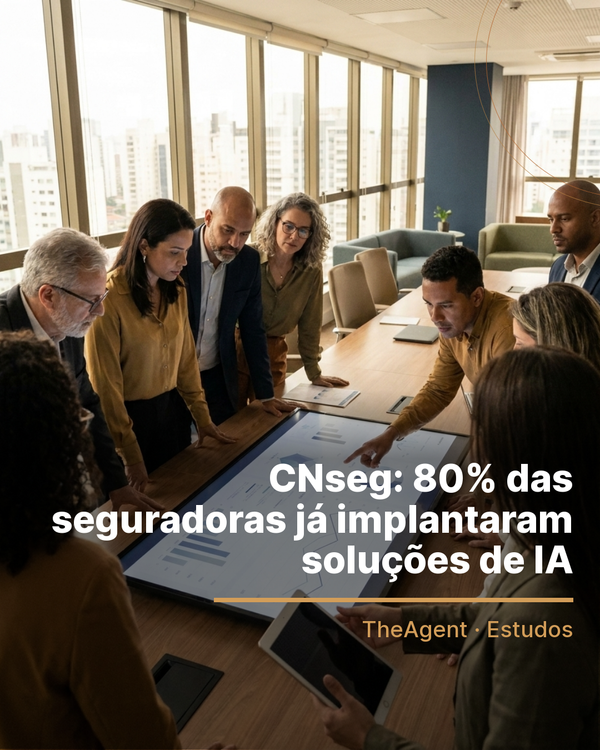 Arte do estudo de CNseg com o destaque: 80% das seguradoras já implantaram soluções de IA