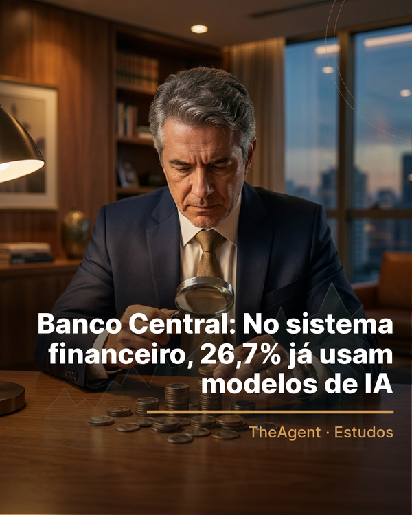Arte do estudo de Banco Central com o destaque: No sistema financeiro, 26,7% já usam modelos de IA