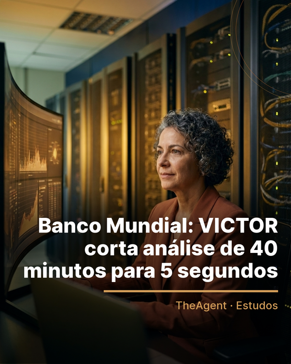 Arte do estudo de Banco Mundial com o destaque: VICTOR corta análise de 40 minutos para 5 segundos