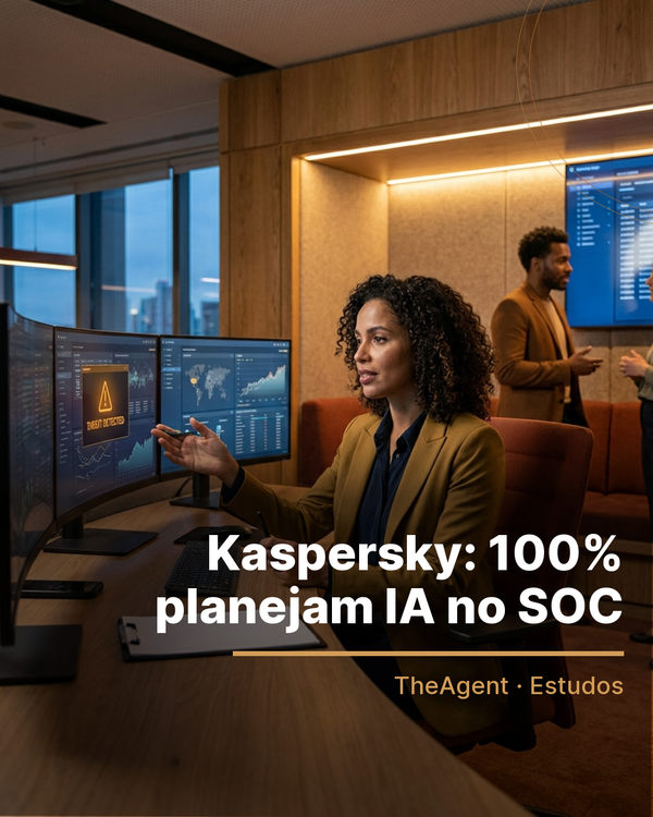 Arte do estudo de Kaspersky com o destaque: 100% planejam IA no SOC