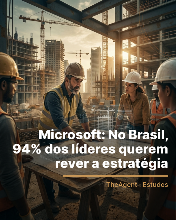 Arte do estudo de Microsoft com o destaque: No Brasil, 94% dos líderes querem rever a estratégia
