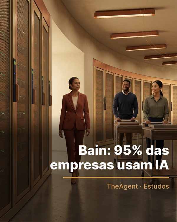 Arte do estudo de Bain com o destaque: 95% das empresas usam IA