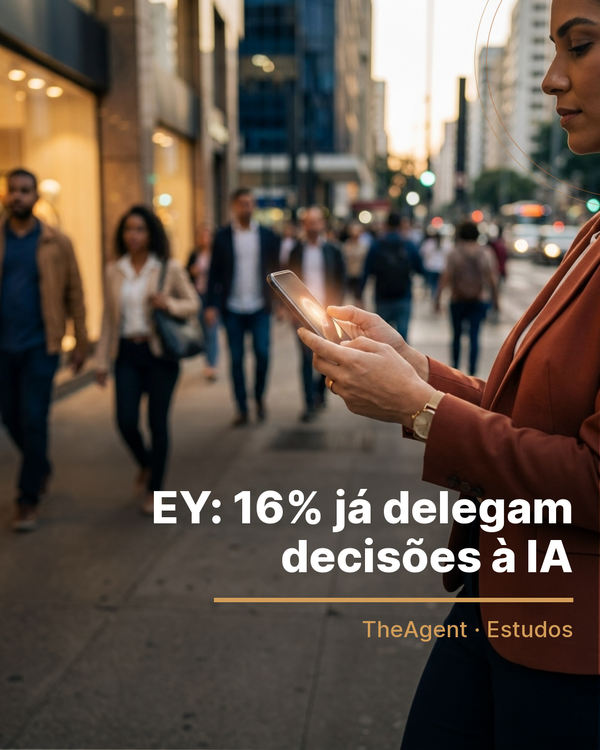 Arte do estudo de EY com o destaque: 16% já delegam decisões à IA