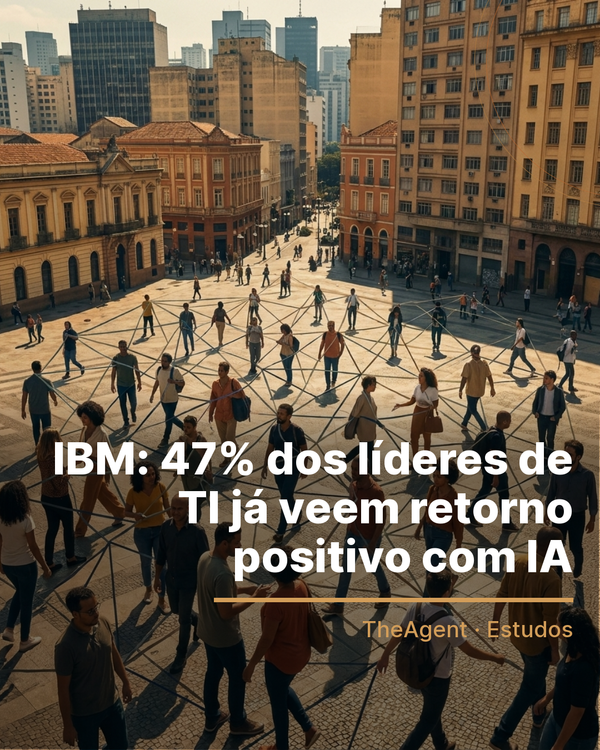 Arte do estudo de IBM com o destaque: 47% dos líderes de TI já veem retorno positivo com IA