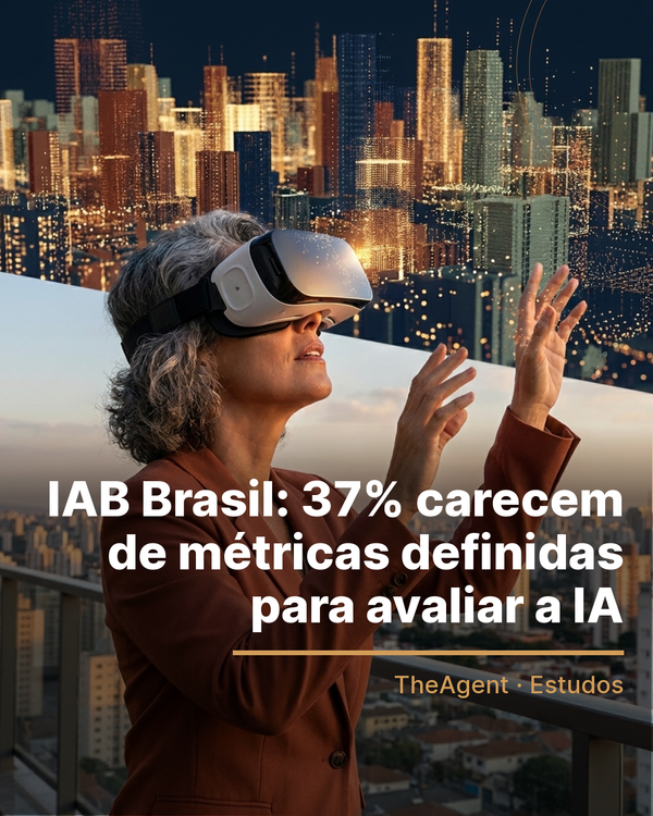 Arte do estudo de IAB Brasil com o destaque: 37% carecem de métricas definidas para avaliar a IA